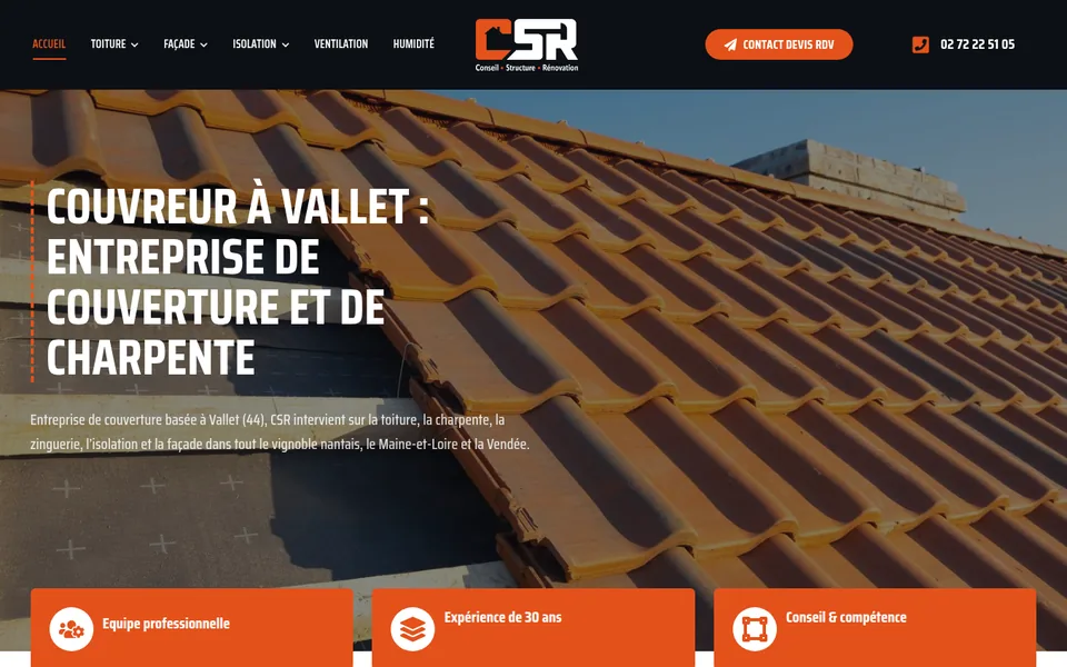 Page d'accueil du site CSR